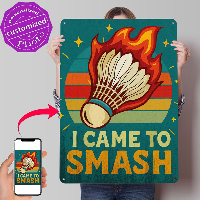 Badminton Poster - Zabawny plakat metalowy 3D z teksturą,