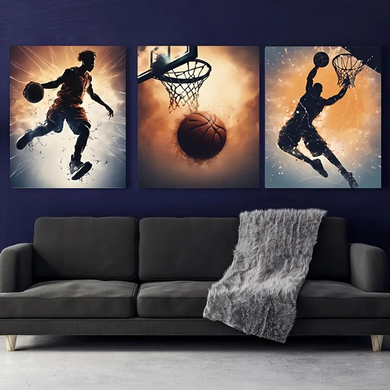 Badminton Zone - 3szt Koszykówka Wall Art Pose Canvas