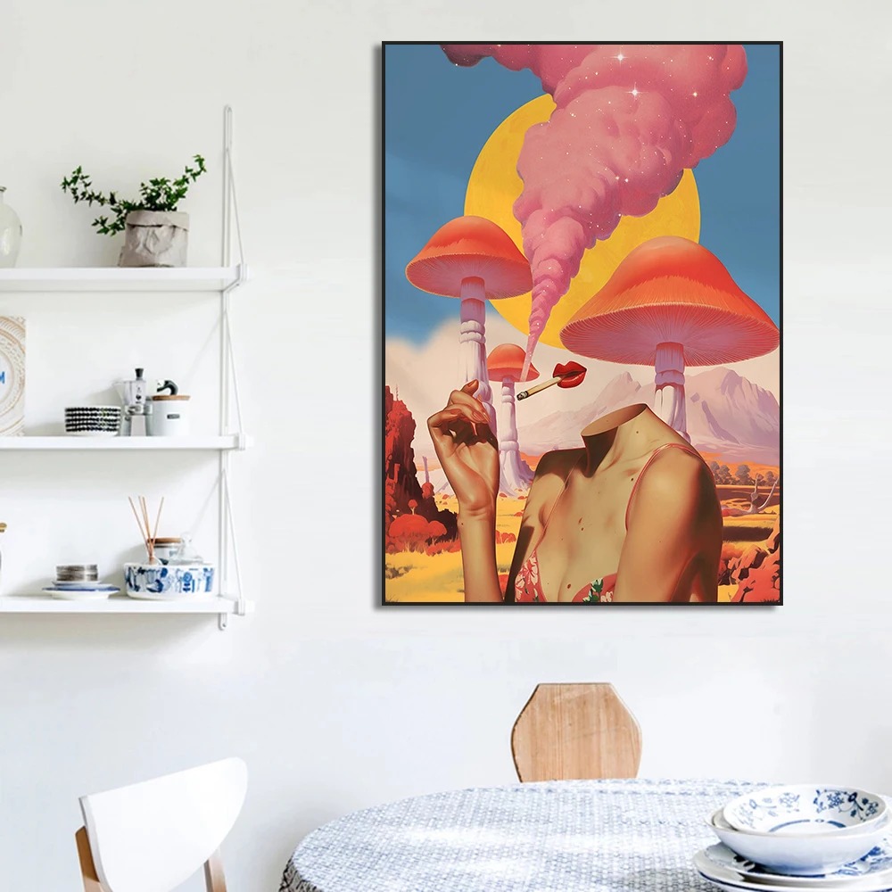 Retro Woman Smoke Surreal Mush – Badminton Poster recenzja i cena
