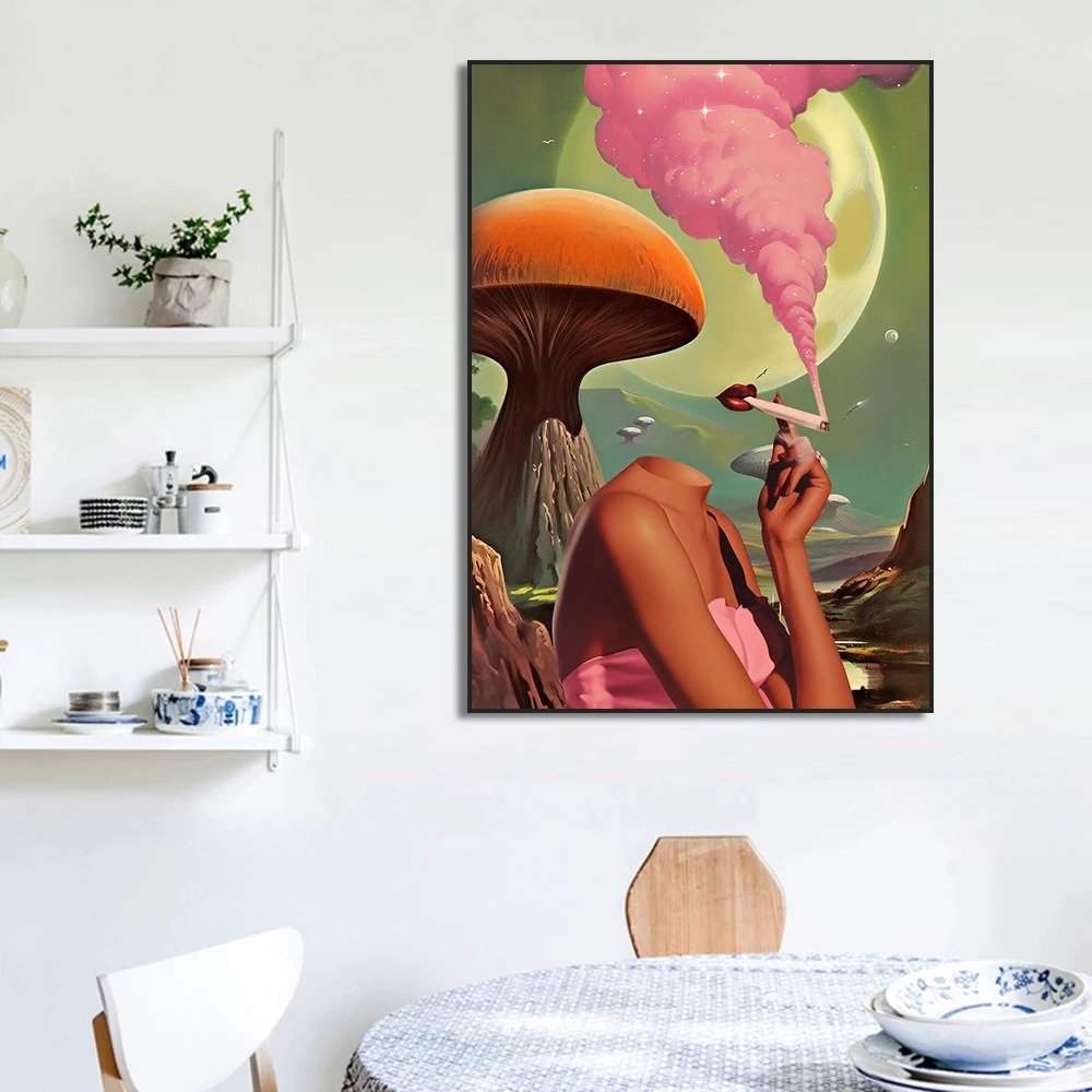 Retro Woman Smoke Surreal Mush – Badminton Poster recenzja i cena