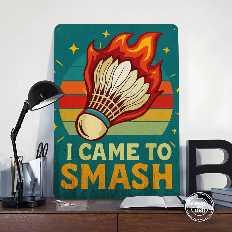 Zabawny plakat metalowy 3D z t – Badminton Poster recenzja i cena