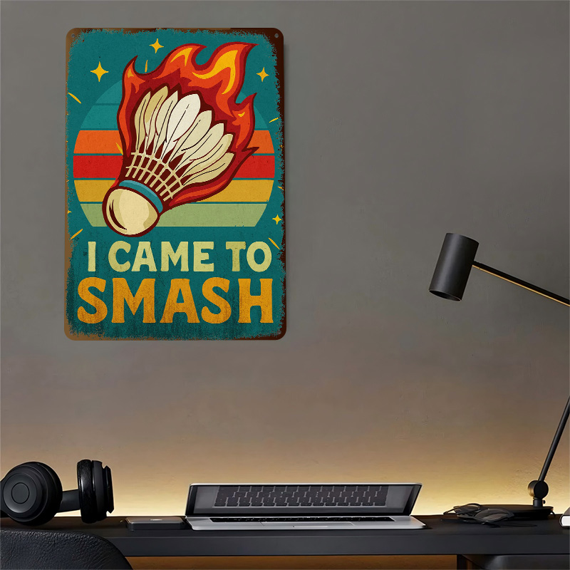 Zabawny plakat metalowy 3D z t – Badminton Poster recenzja i cena